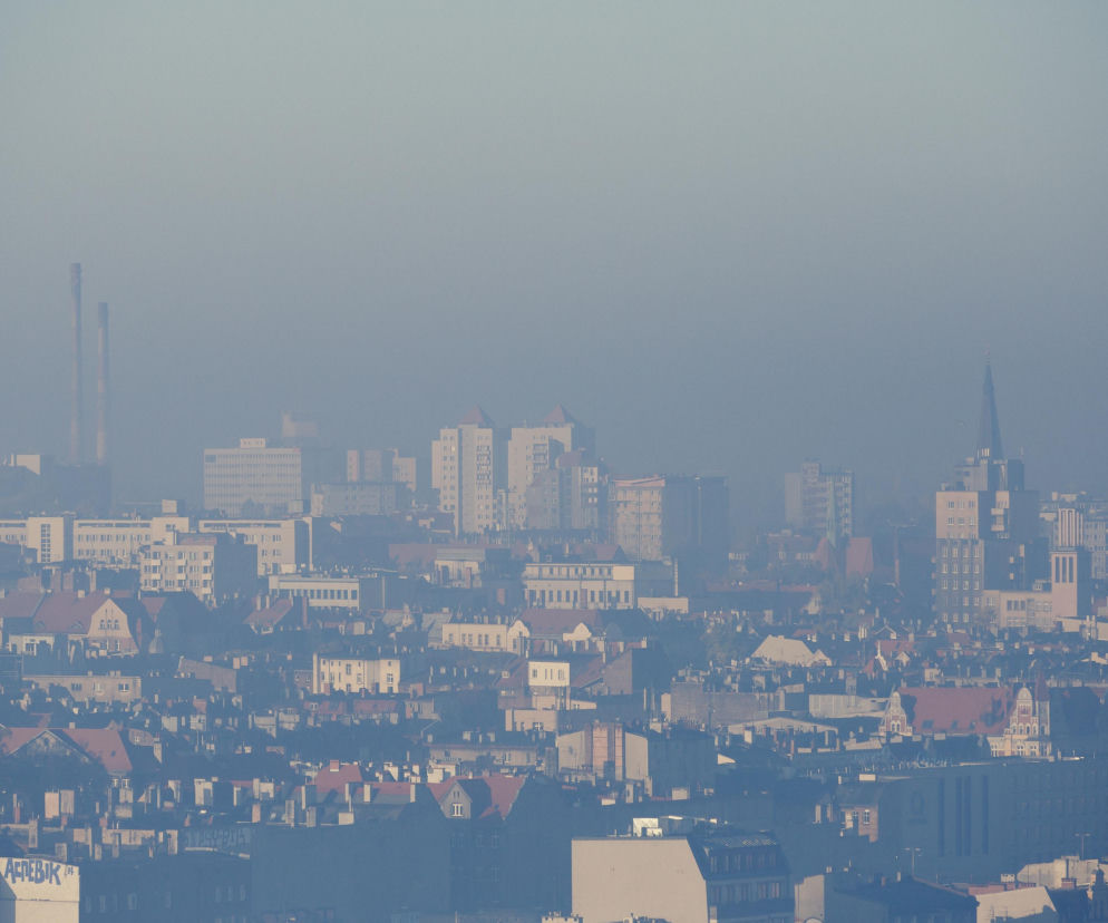 Panorama miasta spowita gęstym smogiem. O rankingu jakości powietrza w Katowicach i innych miastach przeczytasz na SE.