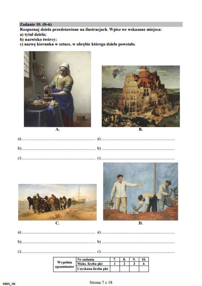 Matura 2016 - historia sztuki arkusze