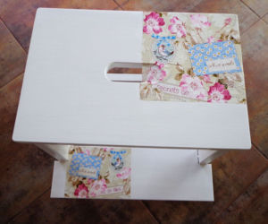 Taboret ze schodkiem IKEA w wersji decoupage
