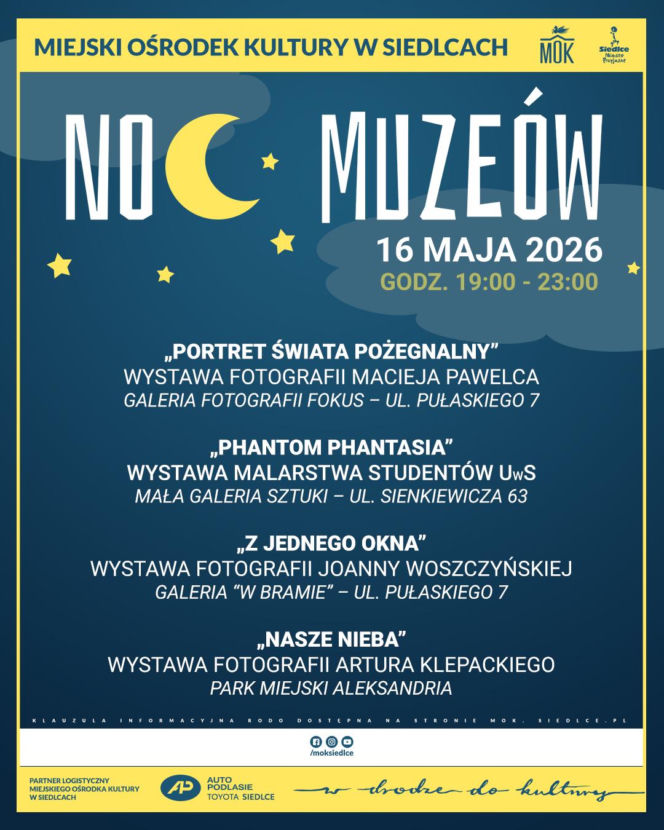 Miejski Ośrodek Kultury w Siedlcach zaprasza na Noc Muzeów 2026