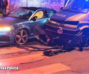 Sceny jak z filmu akcji. POŚCIG na ulicach Żar zakończył się zderzeniem z radiowozem!