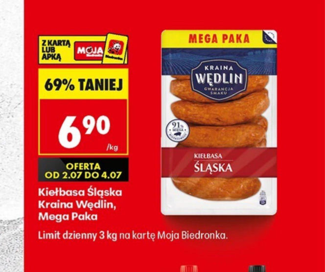 Kiełbasa Śląska Kraina Wędlin, 6,90 zł/kg