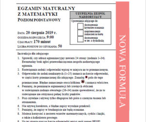 Matura poprawkowa 2019 - MATEMATYKA [ARKUSZE CKE, ZADANIA, ODPOWIEDZI]