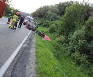 Wypadek w Dobrej. Zderzenie samochodu z konnym zaprzęgiem. Zwierzę nie żyje
