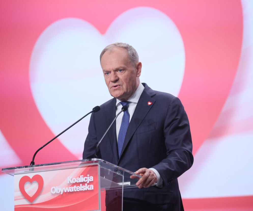 Premier Donald Tusk podczas Rady Krajowej Koalicji Obywatelskiej w Ursynowskim Centrum Kultury Alternatywy w Warszawie