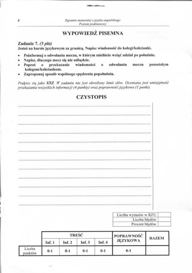 MATURA 2012, ANGIELSKI PODSTAWOWY: ARKUSZE, PYTANIA, ODPOWIEDZI