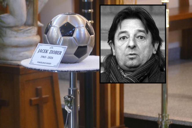 Pogrzeb Jacka Ziobera. Urna-piłka zamiast trumny i poruszający symbol obok. Wśród żałobników Roman Kosecki i Andrzej Strejlau