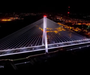 Rzeszów z drona nocą