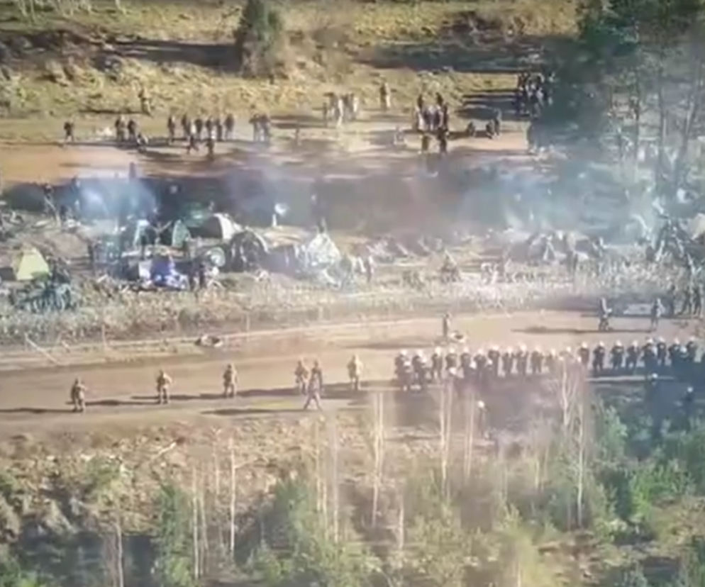 Kryzys na granicy. Policja pokazała nagranie z helikoptera [WIDEO]