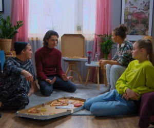 Barwy szczęścia odc. 2462. Michalina (Anna Pentz), Dawid (Janek Wieteska), Adrian (Emil Lipski), Zuzia (Anna Adamus) 