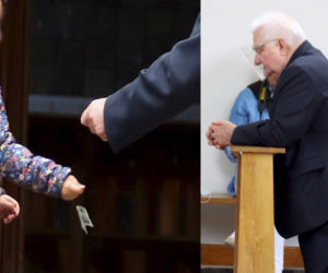 Lech Wałęsa na niedzielnej mszy