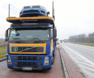Pożar lawety z nowymi Volkswagenami