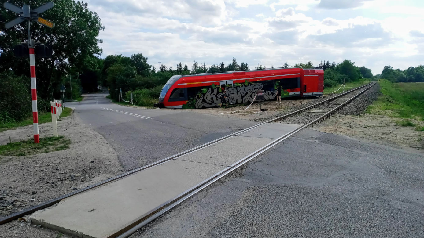 Wrak niemieckiego pociągu pod Kołbaskowem