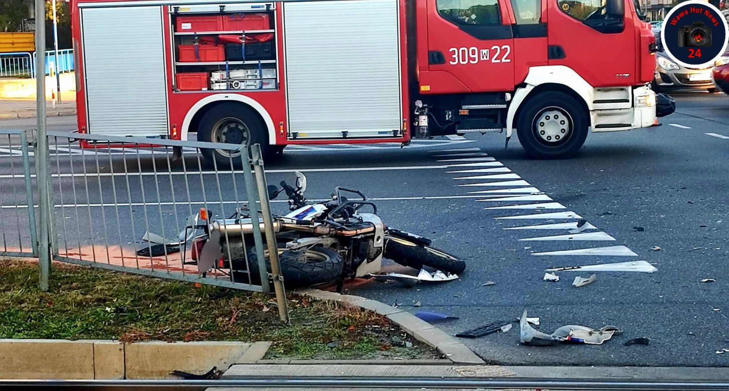 Poważny wypadek na Mokotowie. Motocyklista w szpitalu