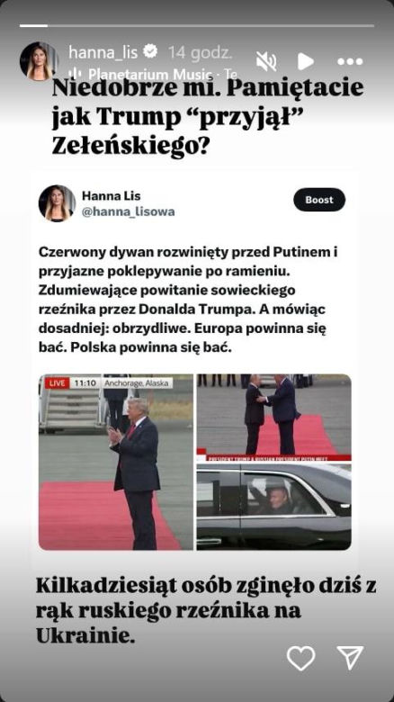 Hanna Lis oceniła spotkanie Trumpa i Putina. "Europa powinna się bać. Polska powinna się bać"