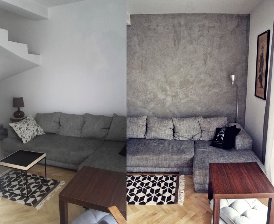 Metamorfoza ściany w salonie BETON na ścianie!