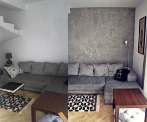 Metamorfoza ściany w salonie BETON na ścianie!