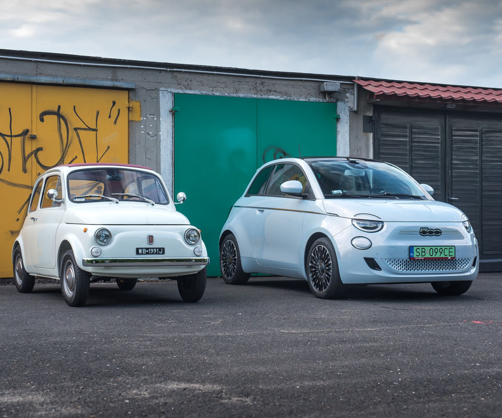 Elektryczny Fiat 500e i klasyczny Fiat 500