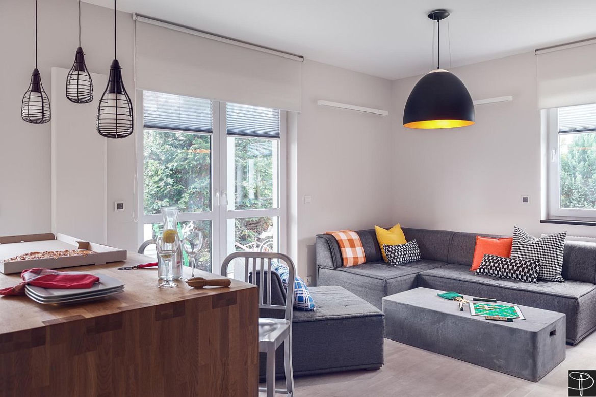 Projekt salonu z kuchnią Studio Potorska