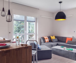 Projekt salonu z kuchnią Studio Potorska