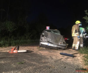 Drzewo runęło na jadący samochód w regionie! Jedna osoba poszkodowana [ZDJĘCIA]