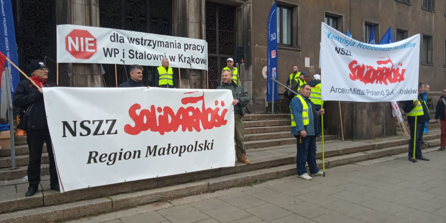Protest hutników w Krakowie