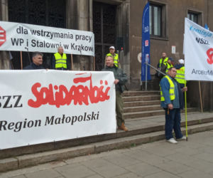 Protest hutników w Krakowie