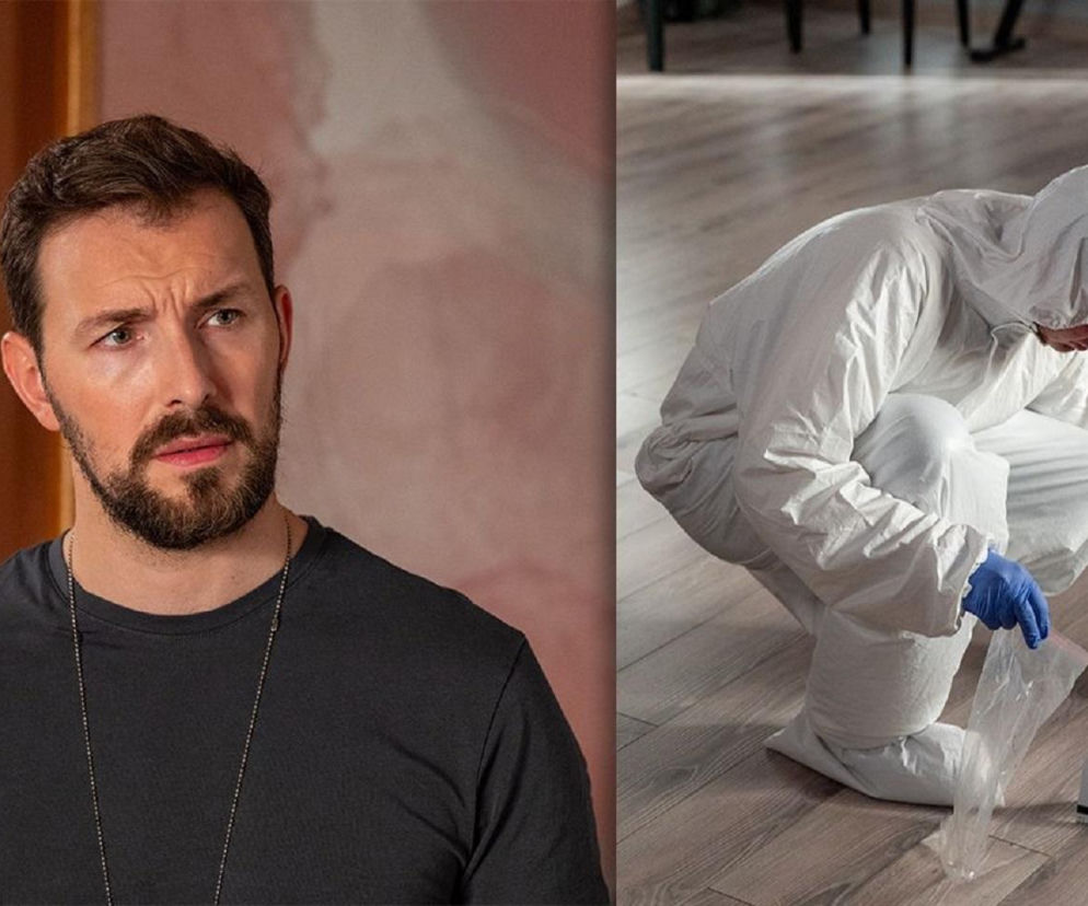 Oskar Stoczyński jako Marcin Kodur, komisarz policji z serialu Barwy szczęścia, oraz technik kryminalistyki zbierający dowody z miejsca zbrodni. Scena nawiązuje do śledztwa w sprawie zabójstwa Stefaniaka. Więcej o dramatycznych odcinkach Barw szczęścia przeczytasz na Super Seriale.