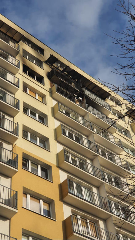 Pożar w wieżowcy przy Wileńskiej w Łodzi