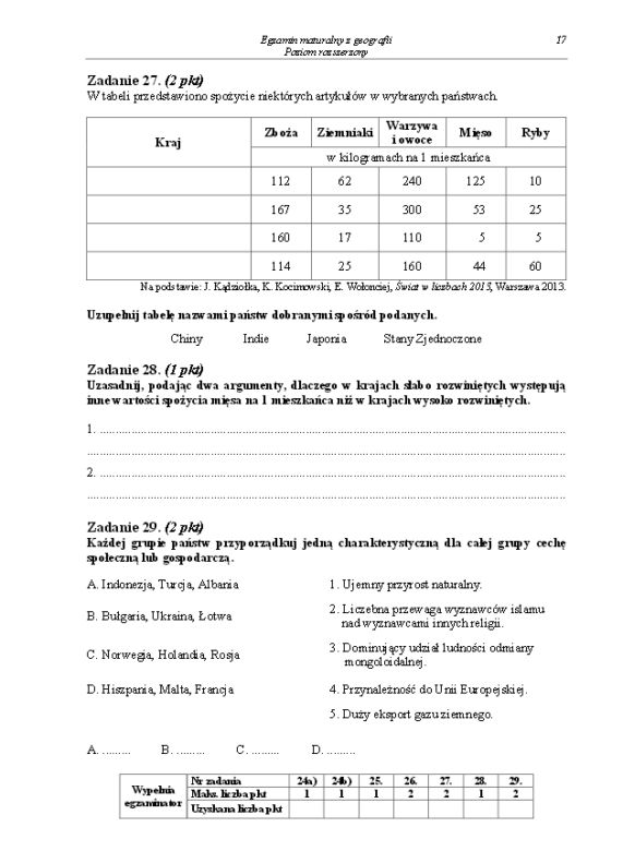 Arkusz geografia rozszerzony matura 2014