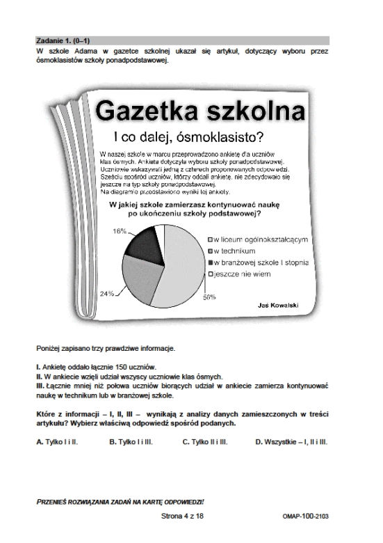 Próbny EGZAMIN ÓSMOKLASISTY 2021: Matematyka. Odpowiedzi i arkusze CKE