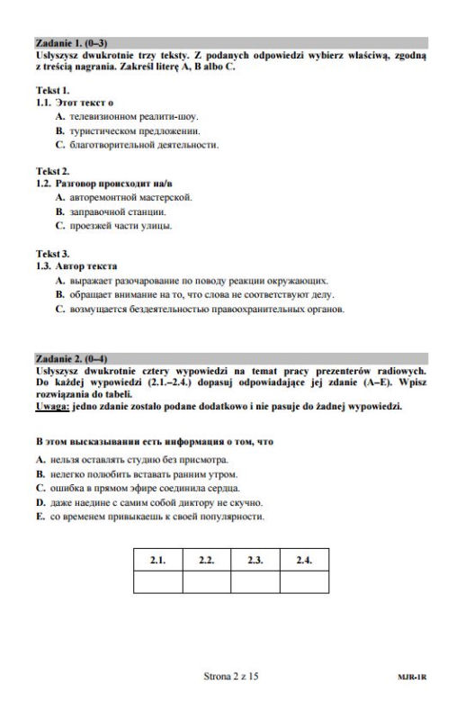 Matura 2017 język rosyjski poziom rozszerzony arkusze