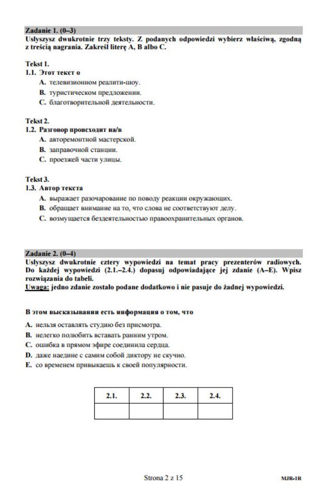 Matura 2017 język rosyjski poziom rozszerzony arkusze