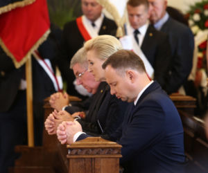 Prezydent Andrzej Duda z żoną na pogrzebie Ireny Szewińskiej
