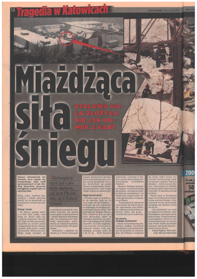 Katastrofa hali MTK w Katowicach. Materiały archiwalne