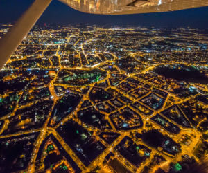 Wrocław nocą z lotu ptaka
