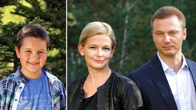 M jak MIŁOŚĆ. Piotrek (Hubert Zduniak), Andrzej Budzyński (Krystian Wieczorek), Marta (Dominika Ostałowska)