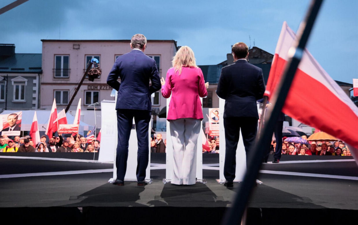 Karol Nawrocki na zorganizowanej przez telewizję Republika debacie przedwyborczej w Końskich
