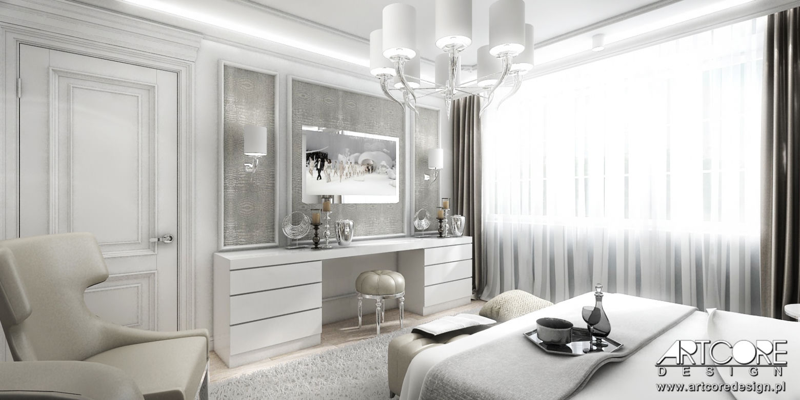 Sypialnia glamour - projekt wnętrza.
