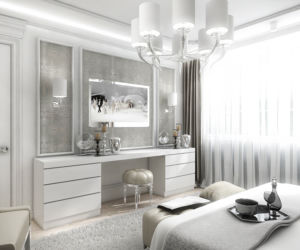Sypialnia glamour - projekt wnętrza.