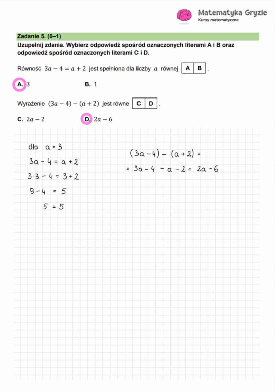 Próbny egzamin ósmoklasisty 2026 - MATEMATYKA. Poprawne odpowiedzi