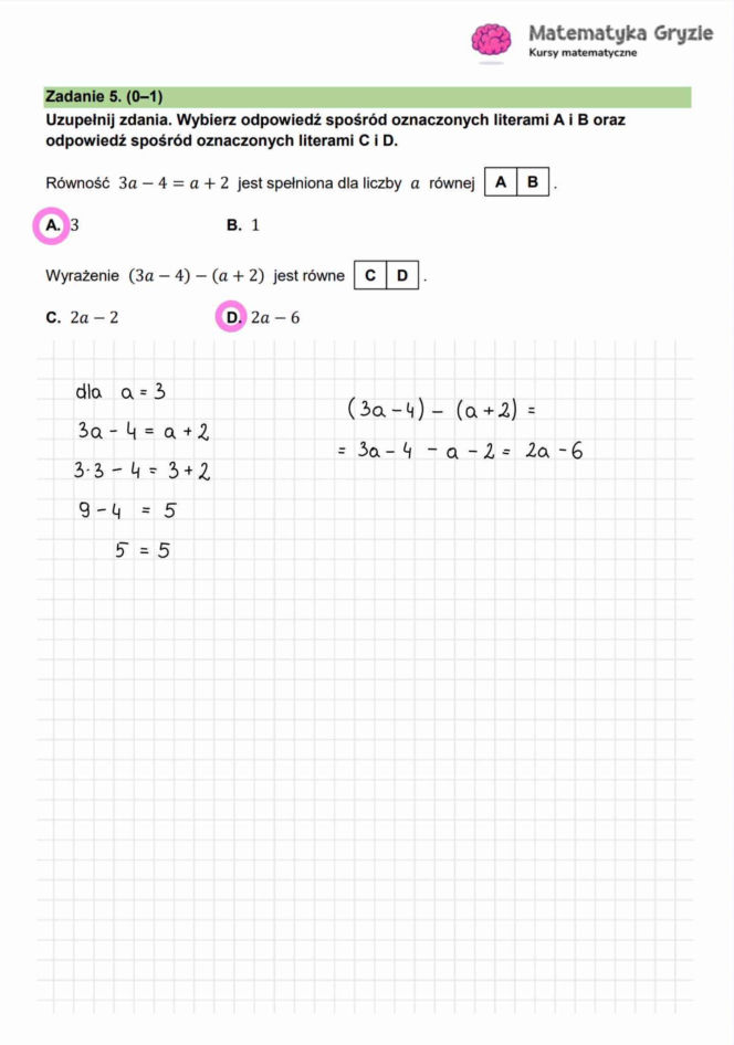 Próbny egzamin ósmoklasisty 2026 - MATEMATYKA. Poprawne odpowiedzi