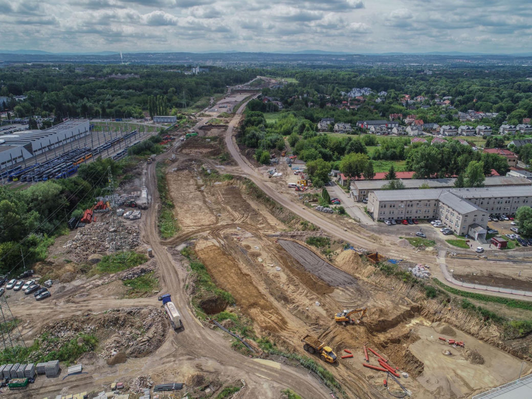 Zdjęcia z placu budowy S7 Kraków - Widoma, czerwiec 2024