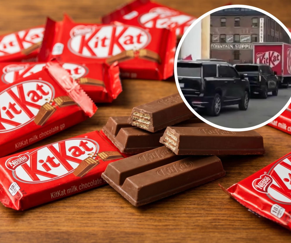 Niezwykły widok na drogach. Konwój eskortował ciężarówkę pełną KitKatów