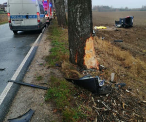 Pomorskie: Nie żyje strażak. Wyprzedzał i uderzył w drzewo. 
