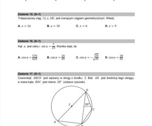 Matura poprawkowa z matematyki 2021 - zadania zamknięte 14-17 (1 punkt)