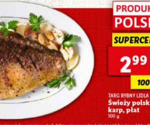 Świeży polski karp, płat w cenie 2,99 zł/100 g 