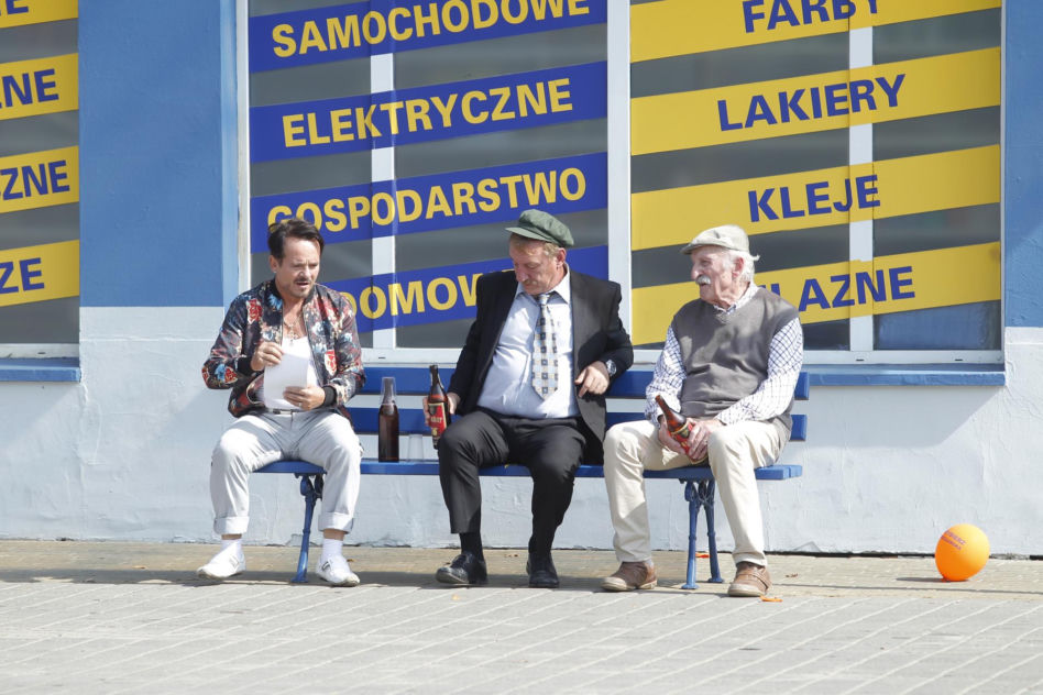 Ranczo. Pietrek (Piotr Pręgowski), Solejuk  (Sylwester Maciejewski), Stach Japycz (Franciszek Pieczka) - wrzesień 2014 r.