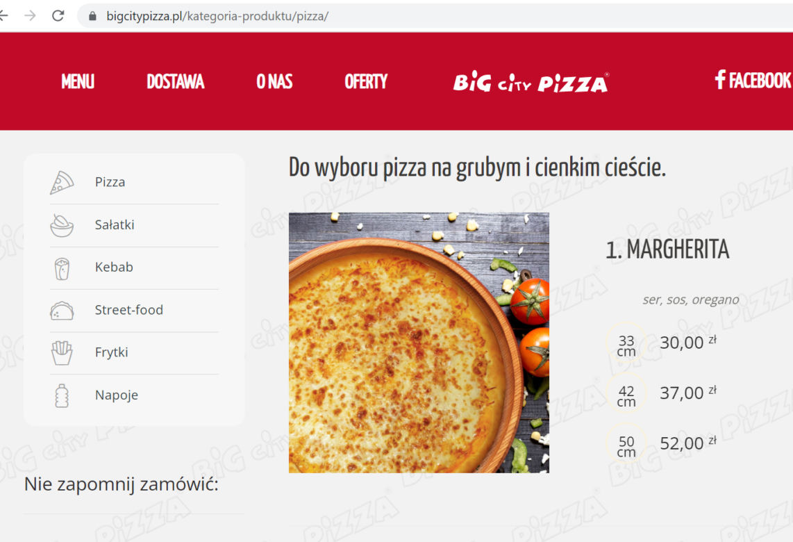 Big City Pizza - ceny w 2023