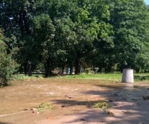 Park Skaryszewski pod wodą. Pękła rura wodociągowa